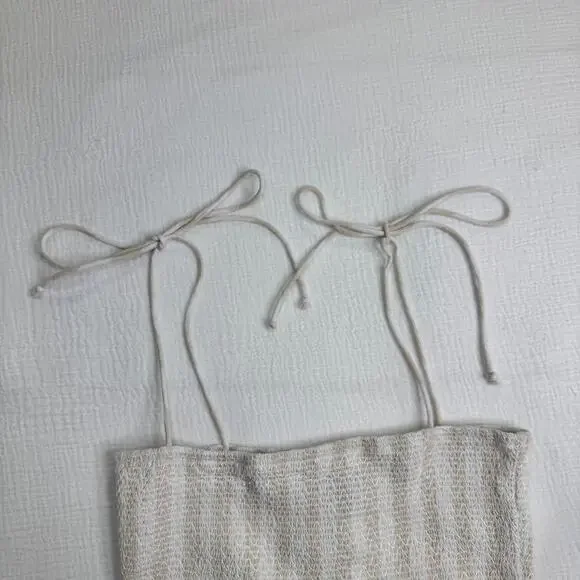 Boohoo Smocked Striped Sundress Maxi Cotton Women’s 6 Tiered Coastal Cottagecore - Picture 12 of 16